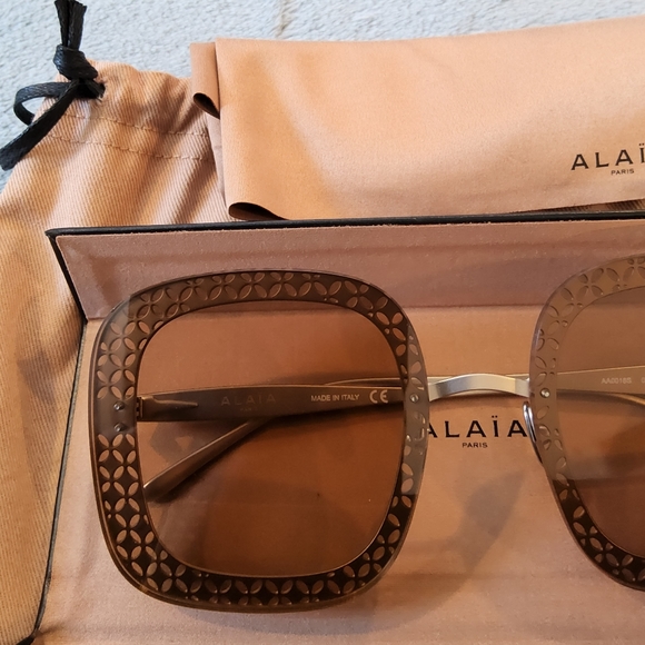 NWOT Alaia Oversized Copper Gold Square Rim Sunglasses - Picture 15 of 16